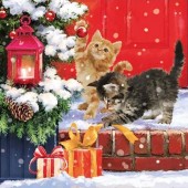 Салфетка для декупажа "Котята на крылечке" бумажная, 33316695, 33х33 см
